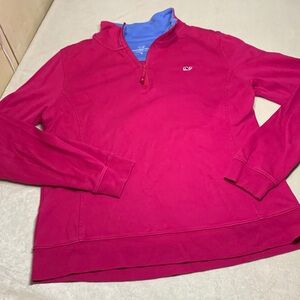 Vineyard Vines VGC hot pink quarter zip women’s med cotton pullover